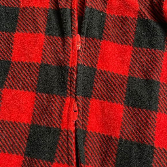 Red and black fleece two way zipper footed deer sleeper - Picture 4 of 6